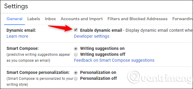 tat dynamic email trong gmail 2