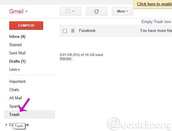 Gmail click trash