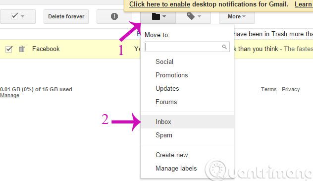 Gmail move to inbox