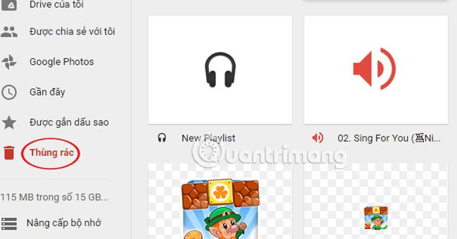 khoi phuc file Google Drive thung rac